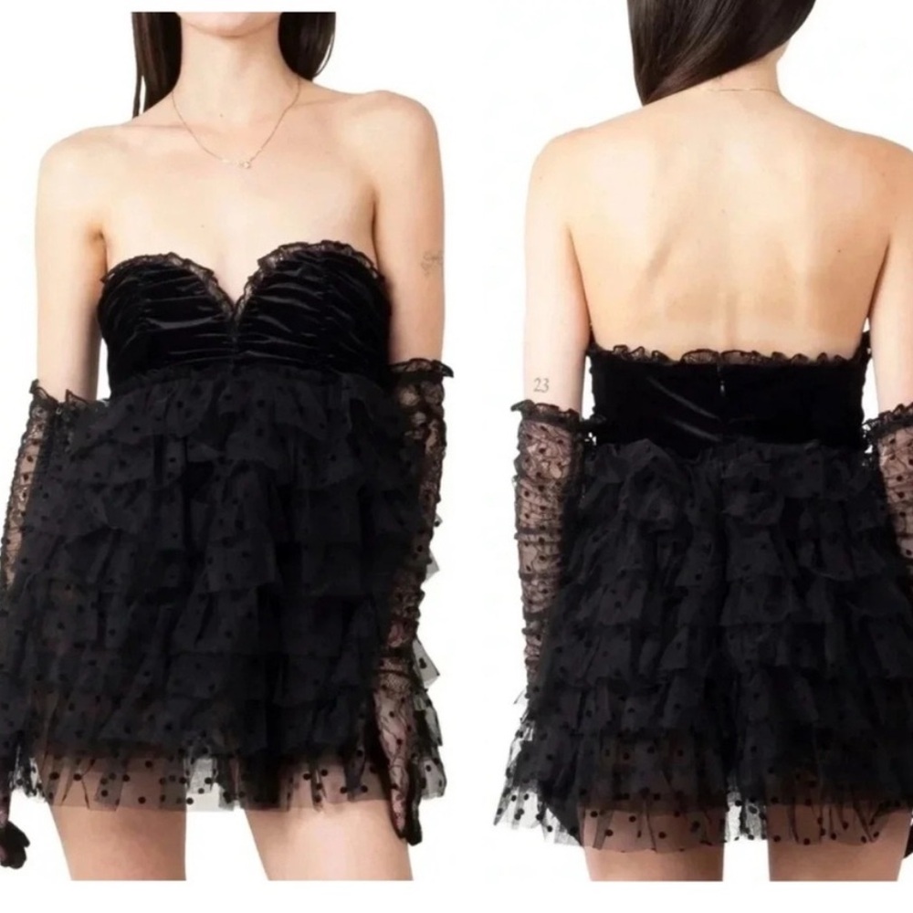For Love And Lemons Black Ruffled Dress